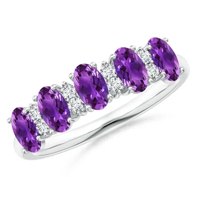 Angara Five Stone Amethyst And Diamond Wedding Ring In Metallic