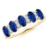 Angara Five Stone Blue Sapphire And Diamond Wedding Ring In Yellow Gold/medium To Rich Blue