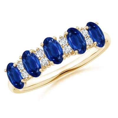 Angara Five Stone Blue Sapphire And Diamond Wedding Ring