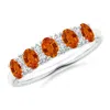 Angara Five Stone Orange Sapphire And Diamond Wedding Ring In White Gold/deep Bright Orange