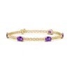 Angara Five Stone Oval Amethyst Station Link Bracelet In Yellow Gold/medium Dark Purple