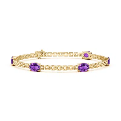 Angara Five Stone Oval Amethyst Station Link Bracelet In Gold