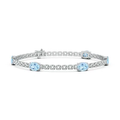Angara Five Stone Oval Aquamarine Station Link Bracelet In Metallic