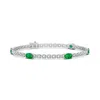 Angara Five Stone Oval Emerald Station Link Bracelet In White Gold/rich Medium Green