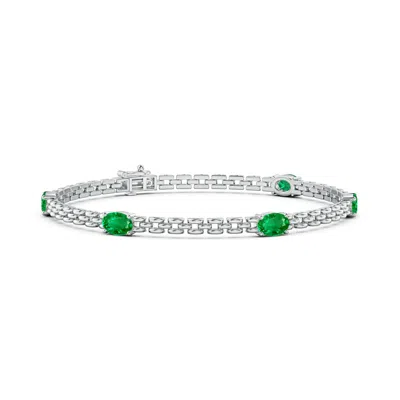 Angara Five Stone Oval Emerald Station Link Bracelet In Metallic