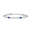 Angara Five Stone Oval Sapphire Station Link Bracelet In White Gold/medium To Rich Blue