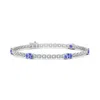 Angara Five Stone Oval Tanzanite Station Link Bracelet In White Gold/rich Violet Blue
