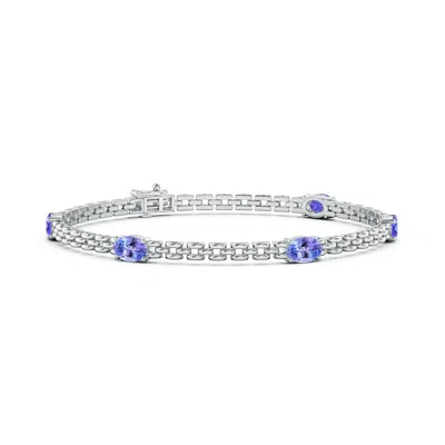 Angara Five Stone Oval Tanzanite Station Link Bracelet In Metallic