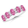 Angara Five Stone Pink Sapphire And Diamond Wedding Ring In White Gold/medium Pink