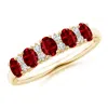 Angara Five Stone Ruby And Diamond Wedding Ring In Yellow Gold/deep Rich Red