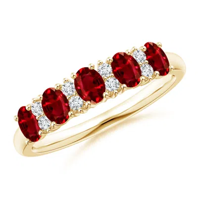 Angara Five Stone Ruby And Diamond Wedding Ring In Red