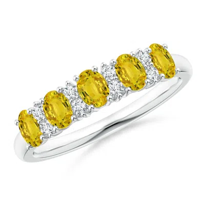 Angara Five Stone Yellow Sapphire And Diamond Wedding Ring