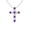 Angara Flat Prong-set Amethyst And Diamond Cross Pendant In White Gold/dark Purple