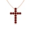 Angara Flat Prong-set Ruby Cross Pendant In Rose Gold/deep Rich Red