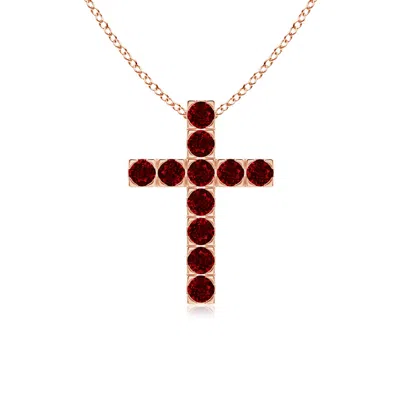 Angara Flat Prong-set Ruby Cross Pendant In Gold