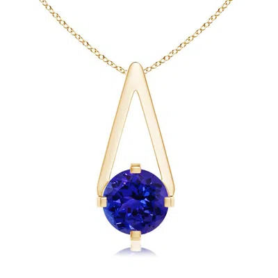 Angara Flat Prong-set Solitaire Tanzanite Triangular Pendant In Gold