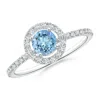 Angara Floating Aquamarine Halo Ring With Diamond Accents In White Gold/swiss Blue