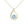 Angara Floating Aquamarine Tulip Pendant With Diamonds In Yellow Gold/light Swiss Blue