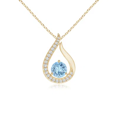 Angara Floating Aquamarine Tulip Pendant With Diamonds In Gold
