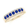 Angara Floating Blue Sapphire Half Eternity Ring With Diamonds In Yellow Gold/deep Rich Blue