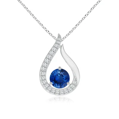 Angara Floating Blue Sapphire Tulip Pendant With Diamonds