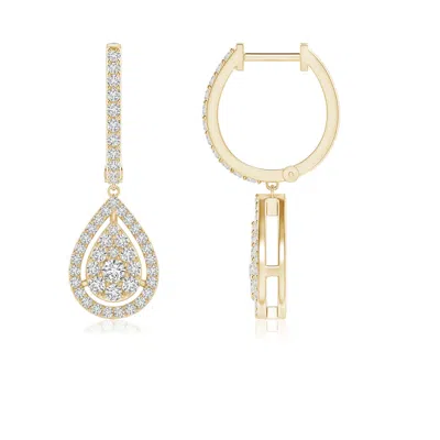 Angara Floating Drop Diamond Cluster Halo Hoop Earrings In Gold