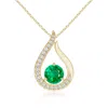 Angara Floating Emerald Tulip Pendant With Diamonds In Yellow Gold/rich Medium Green