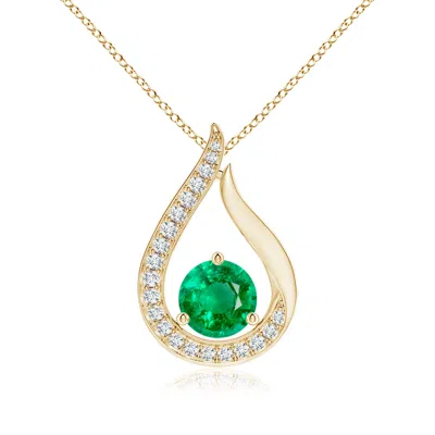 Angara Floating Emerald Tulip Pendant With Diamonds In Green