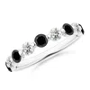Angara Floating Enhanced Black And White Diamond Semi Eternity Wedding Ring In White Gold/black