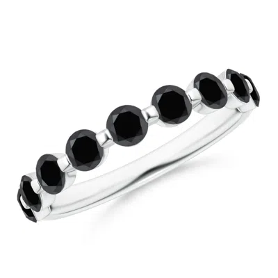Angara Floating Enhanced Black Diamond Semi Eternity Wedding Ring For Her In Metallic