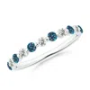 Angara Floating Enhanced Blue And White Diamond Semi Eternity Wedding Ring In White Gold/teal Blue