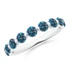 Angara Floating Enhanced Blue Diamond Semi Eternity Wedding Ring For Her In White Gold/teal Blue