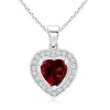Angara Floating Garnet Heart Pendant With Diamond Halo In White Gold/rich Red