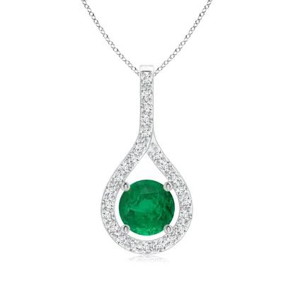 Angara Floating Gia Certified Emerald Drop Pendant With Diamonds In Metallic
