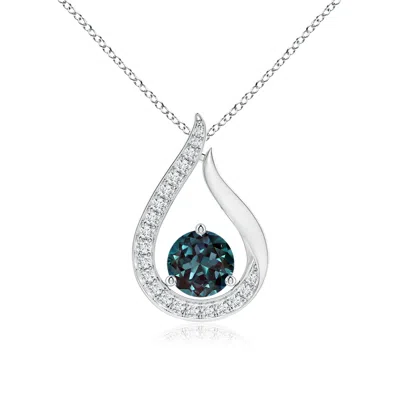 Angara Floating Lab-grown Alexandrite Tulip Pendant With Diamonds In Metallic
