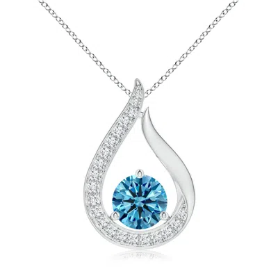 Angara Floating Lab-grown Fancy Intense Blue Diamond Tulip Pendant In Metallic