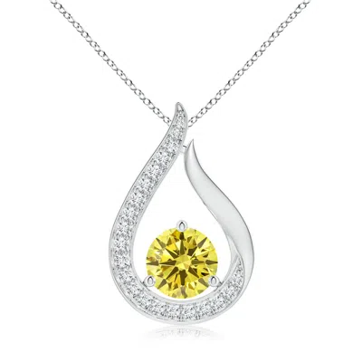 Angara Floating Lab-grown Fancy Intense Yellow Diamond Tulip Pendant In Metallic