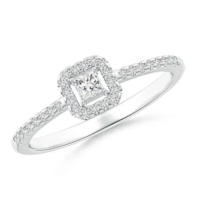 Angara Floating Princess-cut Diamond Halo Promise Ring