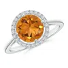 Angara Floating Round Citrine Ring With Diamond Halo In White Gold/golden