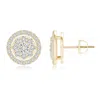 Angara Floating Round Cluster Diamond Halo Stud Earrings In Yellow Gold/h