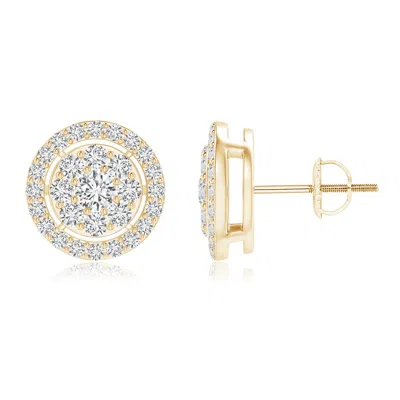 Angara Floating Round Cluster Diamond Halo Stud Earrings In Gold