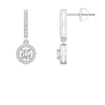 Angara Floating Round Diamond Halo Drop Earrings In Metallic