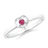 Angara Floating Round Pink Sapphire Open Heart Promise Ring In White Gold/rich Pink