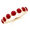 Angara Floating Round Ruby Semi Eternity Wedding Ring For Her In Yellow Gold/medium Red