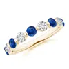Angara Floating Sapphire And Diamond Semi Eternity Wedding Ring In Yellow Gold/medium To Rich Blue