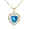 Angara Floating Swiss Blue Topaz Heart Pendant With Diamond Halo In Yellow Gold/swiss Blue