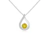 Angara Floating Yellow Sapphire Tulip Pendant With Diamonds In White Gold/deep Bright Yellow