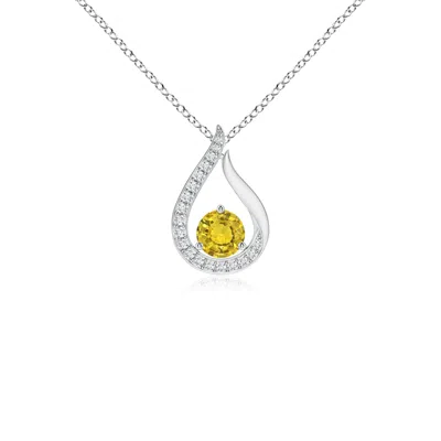 Angara Floating Yellow Sapphire Tulip Pendant With Diamonds