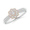 Angara Floral Cluster Diamond Two Tone Engagement Ring With Milgrain In White & Rose Gold/h
