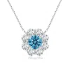 Angara Floral Cluster Lab-grown Fancy Intense Blue Diamond Necklace In White Gold/fancy Intense